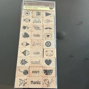 Recollections Wooden Stamp Set - Assorted Cute Icons & Words